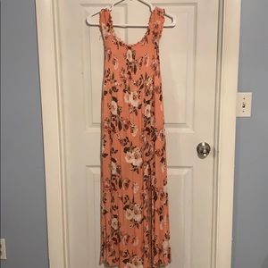 Off the shoulder floral maxi dress with slit